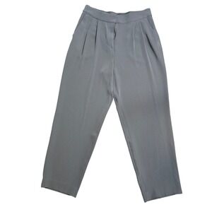 H&M Women Gray Pleated Wide Leg Trouser Pants Elastic Waist Size 8